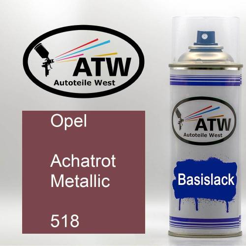 Opel, Achatrot Metallic, 518: 400ml Sprühdose, von ATW Autoteile West.